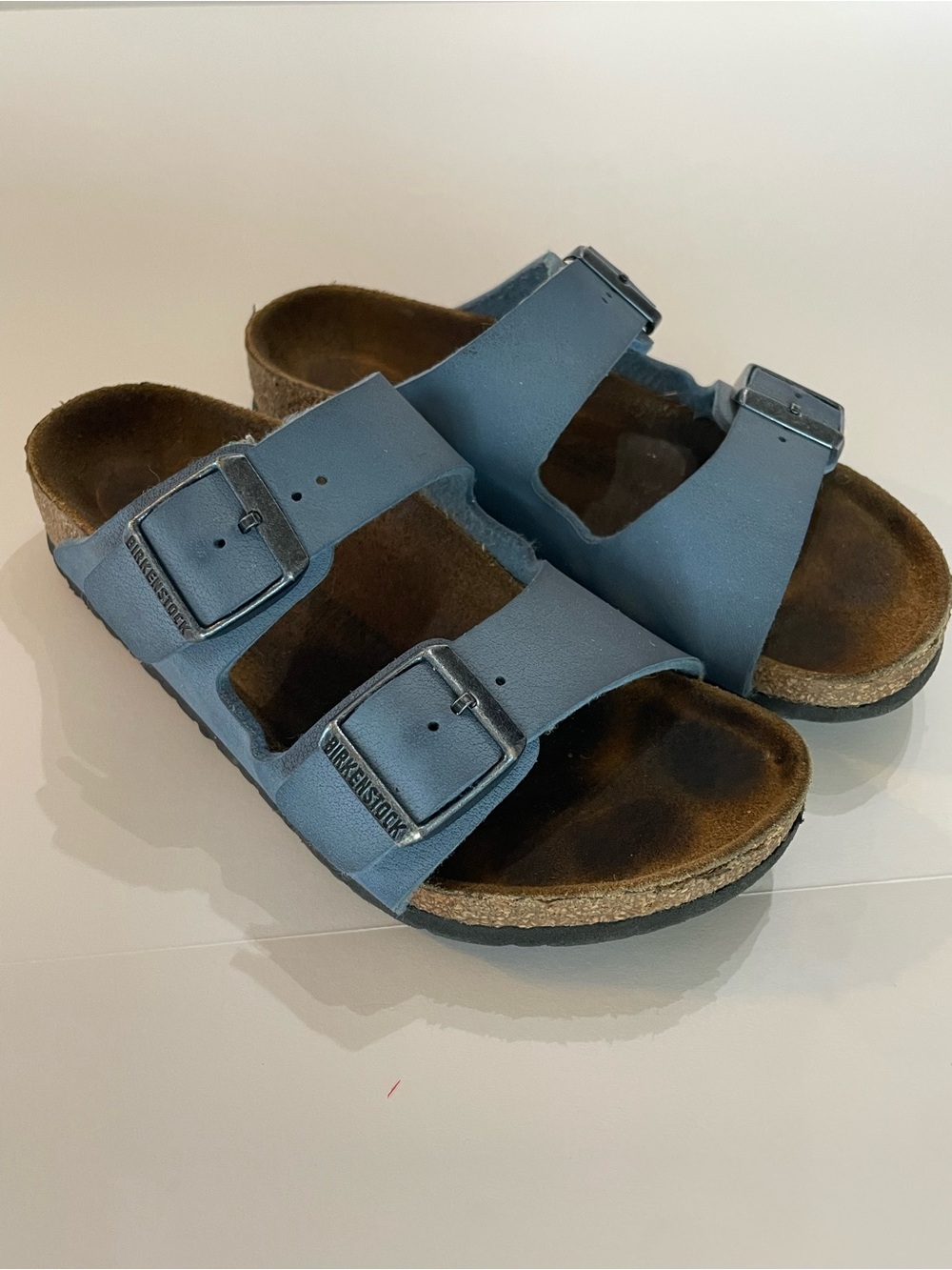Birkenstock Kids Arizona Sandals Size 33 US 2-2.5 Blue Two Strap Slide Cork